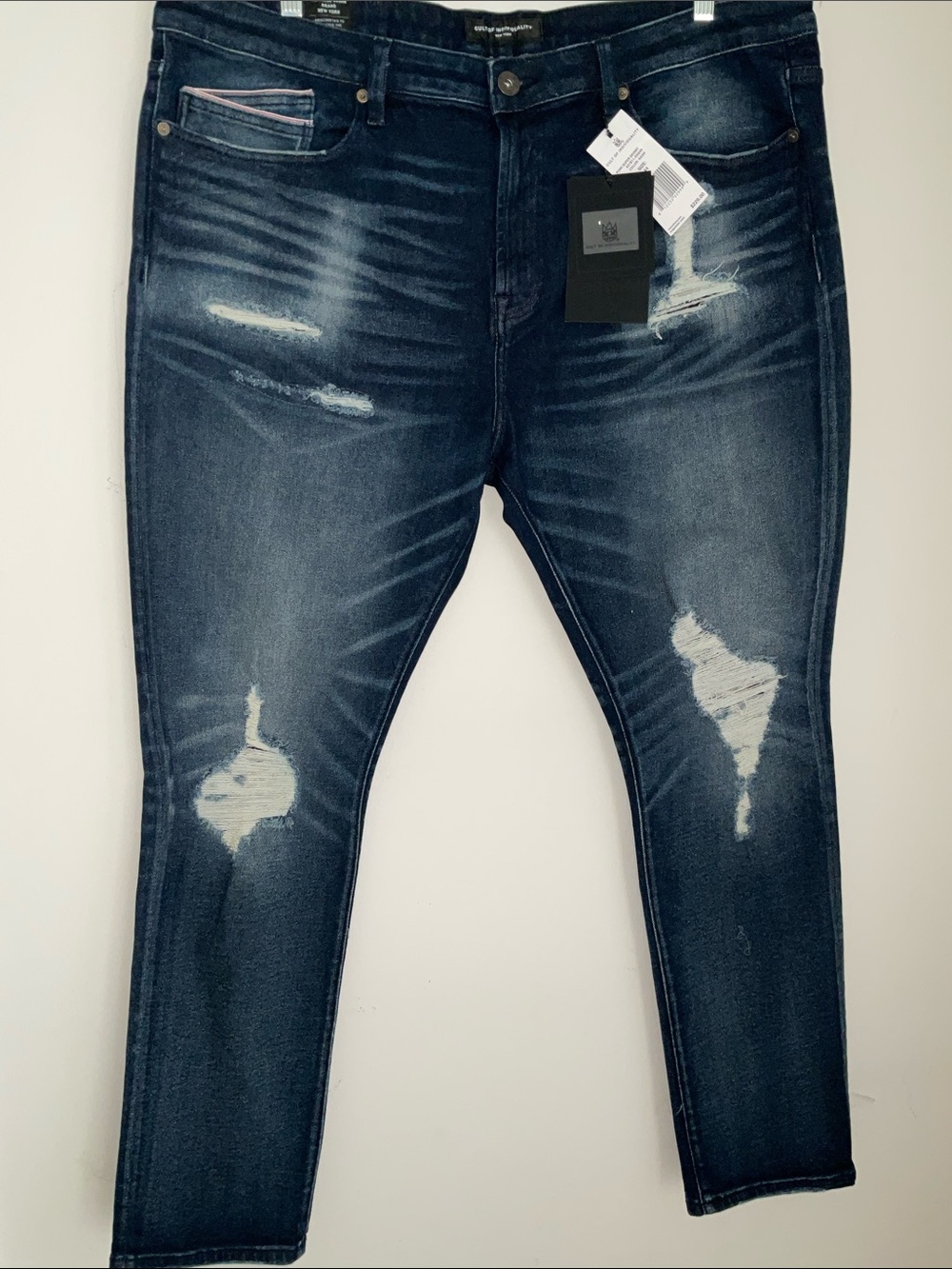 CULT OF INDIVIDUALITY PUNK SUPER SKINNY STRETCH JEANS SELVEDGE DETAILS 44x32 NWT